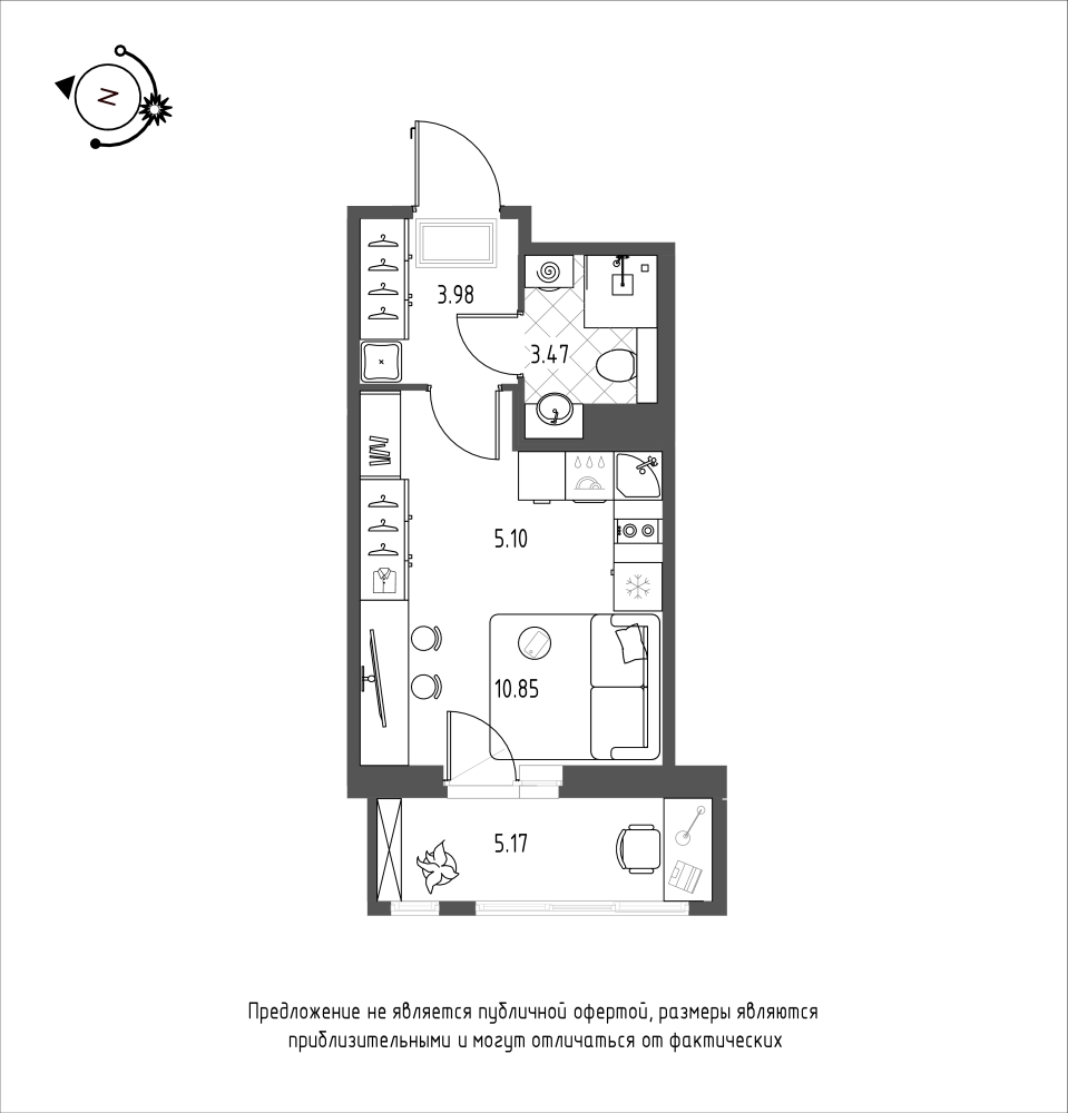 планировка квартиры студии в ЖК iLona №23