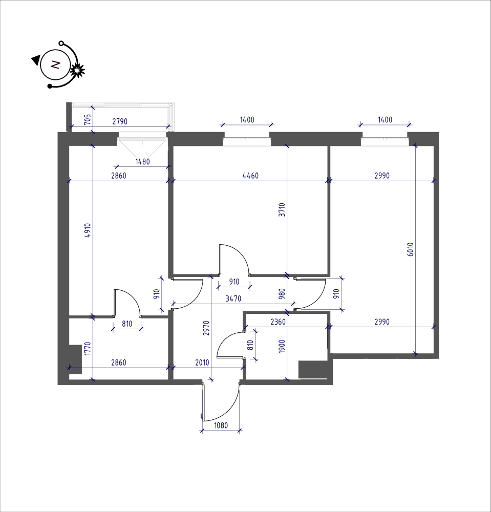 планировка двухкомнатной квартиры в ЖК iLona №26