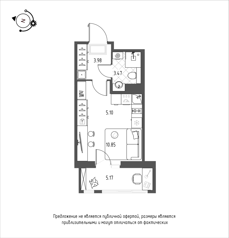 планировка квартиры студии в ЖК iLona №30