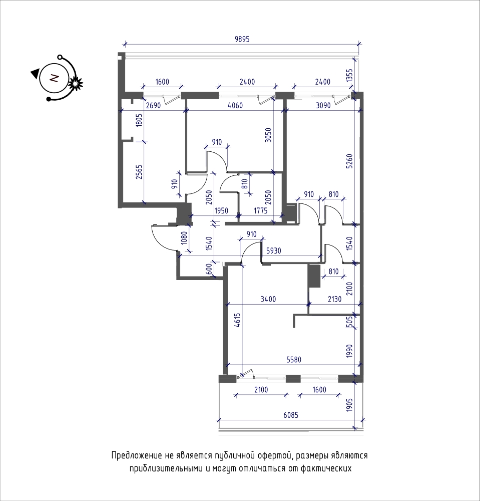 планировка трехкомнатной квартиры в ЖК iLona №62