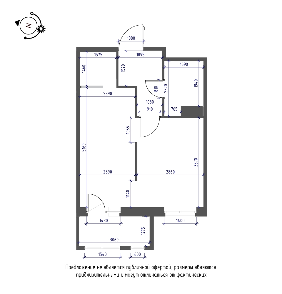 планировка однокомнатной квартиры в ЖК iLona №101