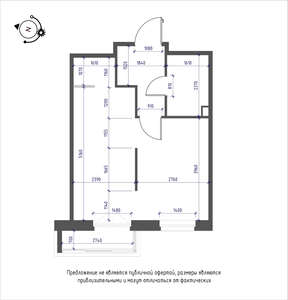 планировка однокомнатной квартиры в ЖК iLona №127