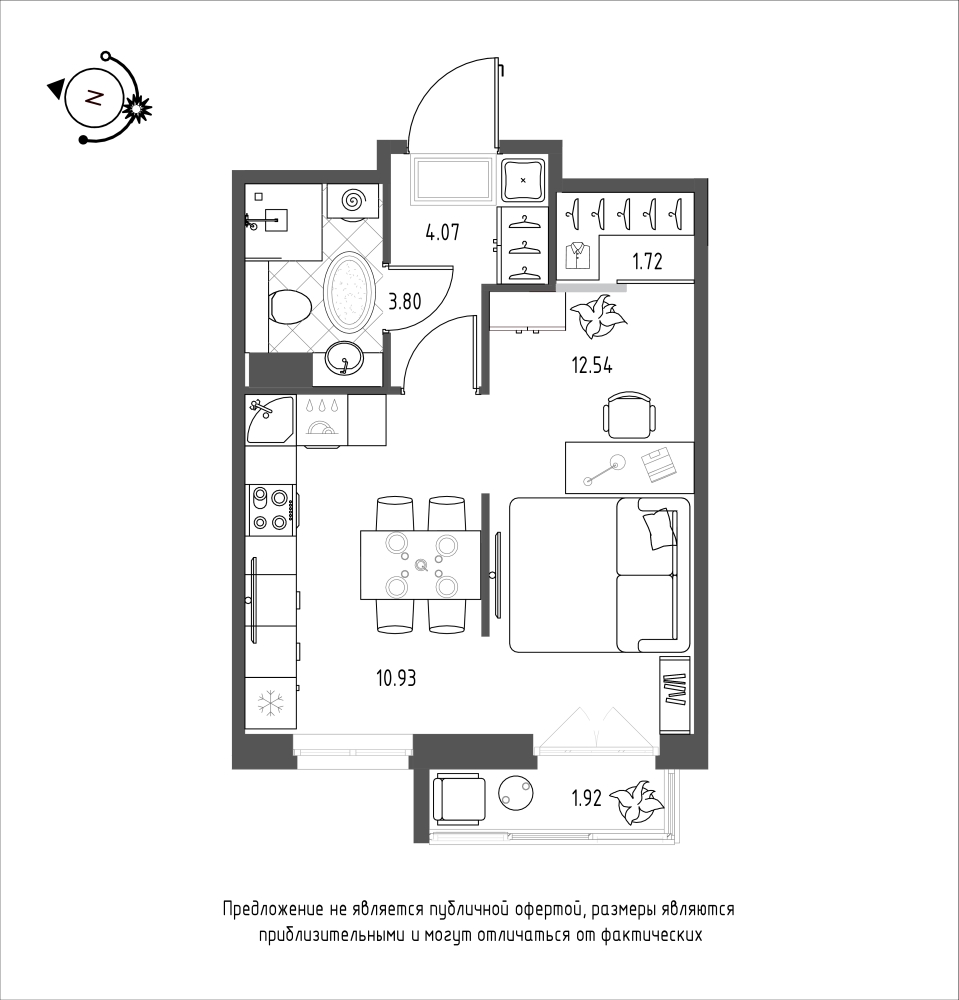планировка однокомнатной квартиры в ЖК iLona №138