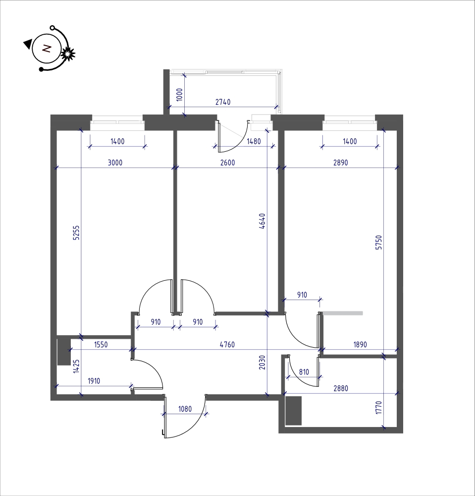 планировка двухкомнатной квартиры в ЖК iLona №154