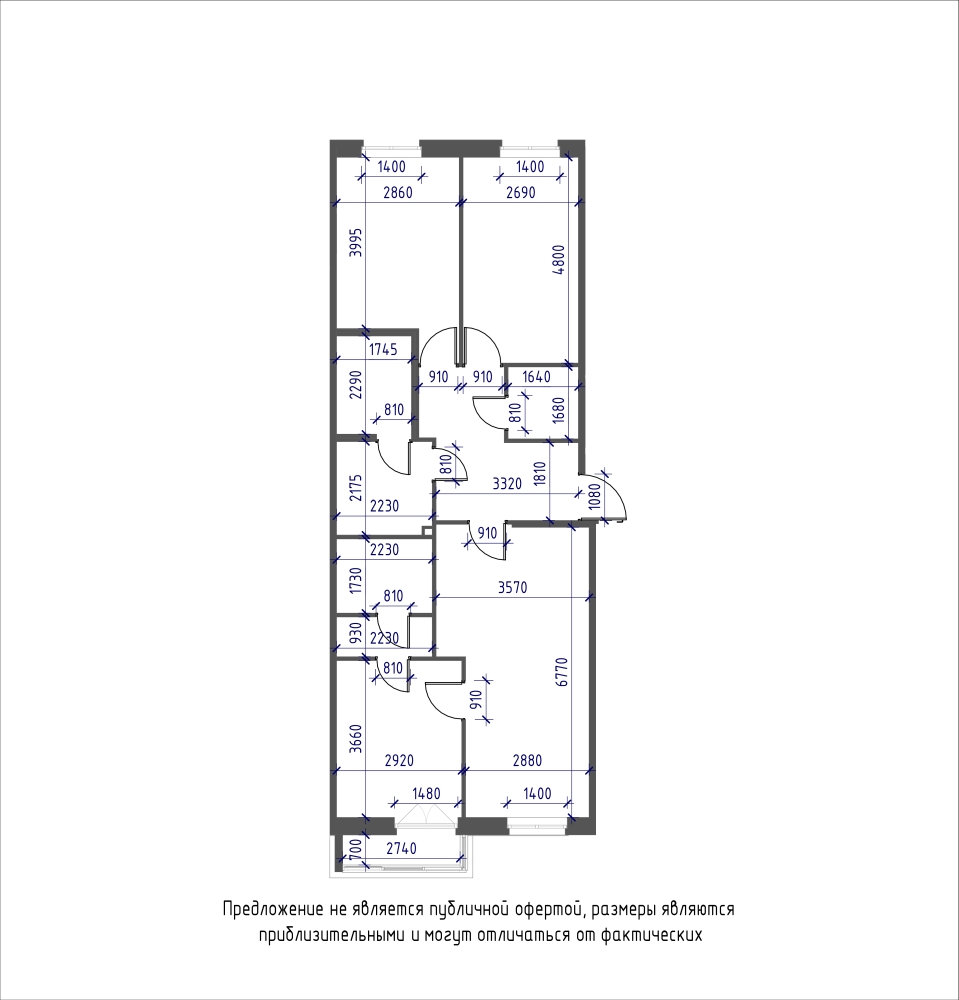 планировка трехкомнатной квартиры в ЖК iLona №189