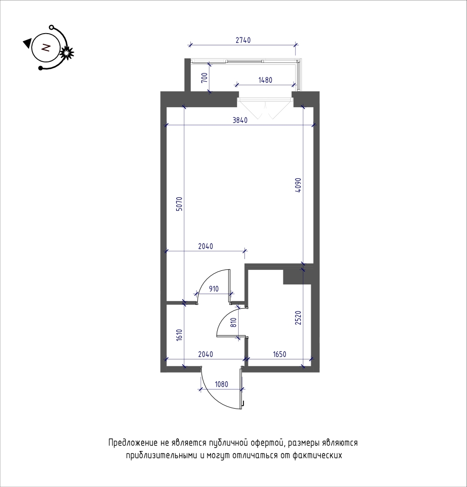 планировка квартиры студии в ЖК iLona №206