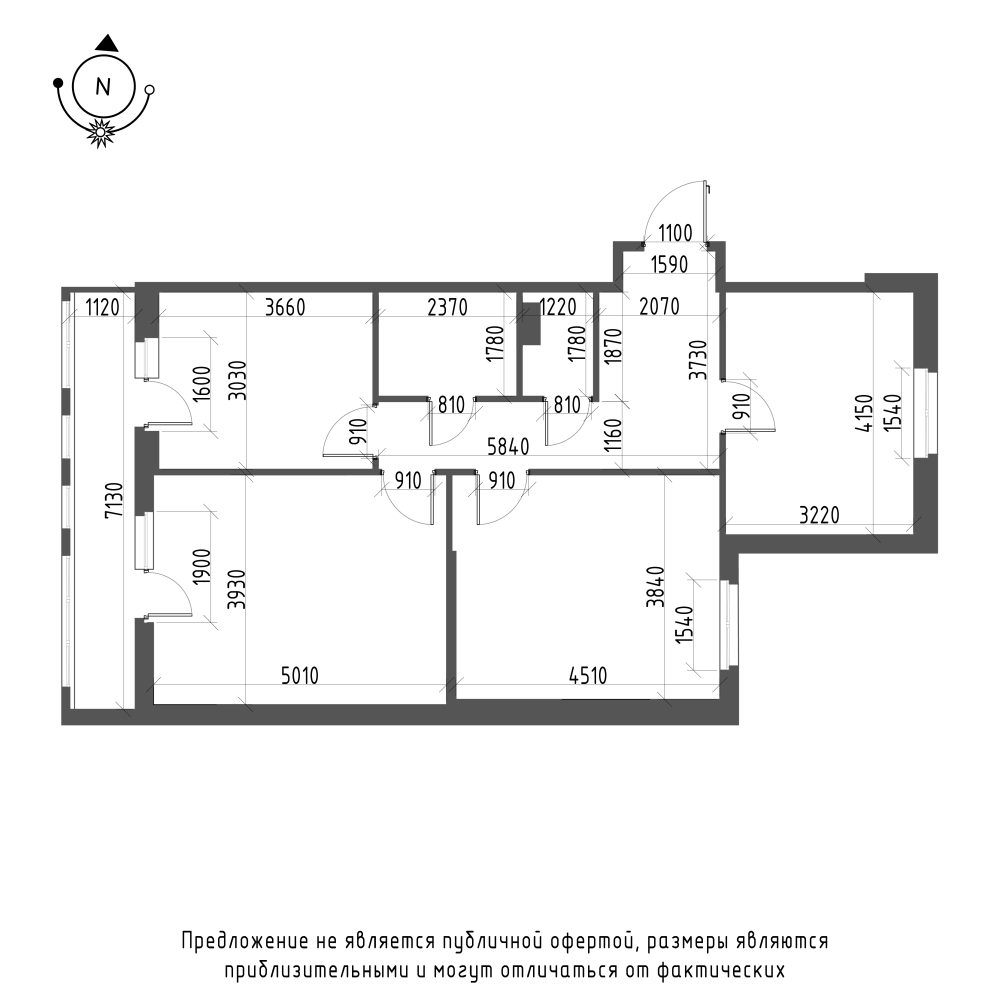 планировка трехкомнатной квартиры в ЖК Wellamo №22