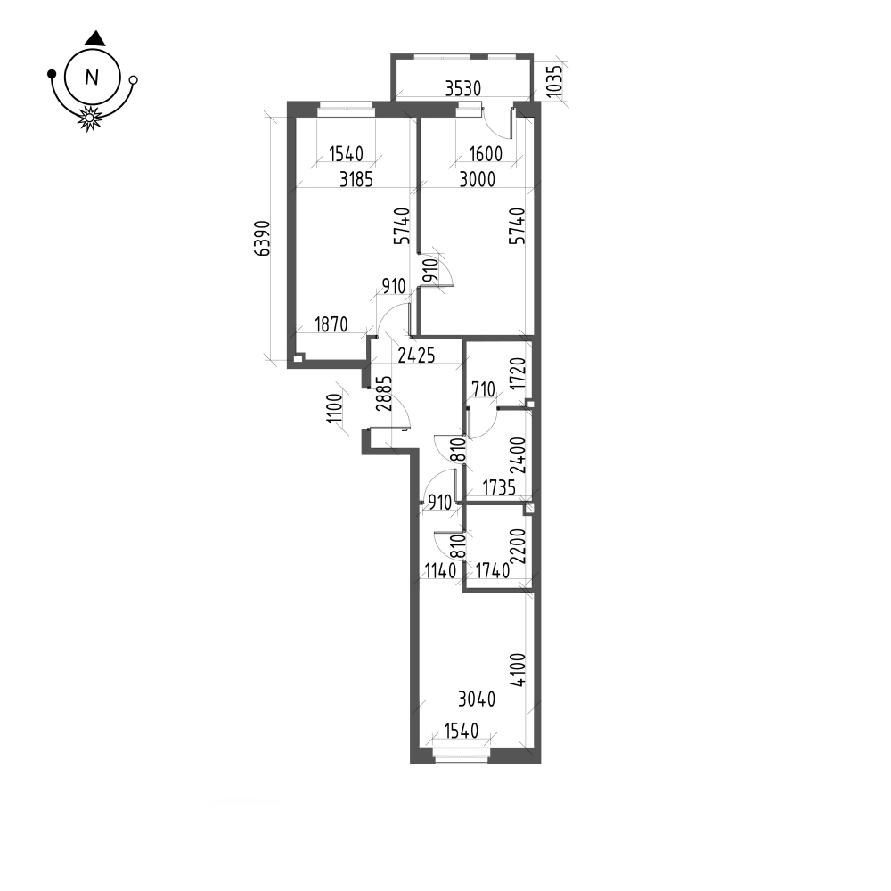 планировка двухкомнатной квартиры в ЖК Wellamo №26