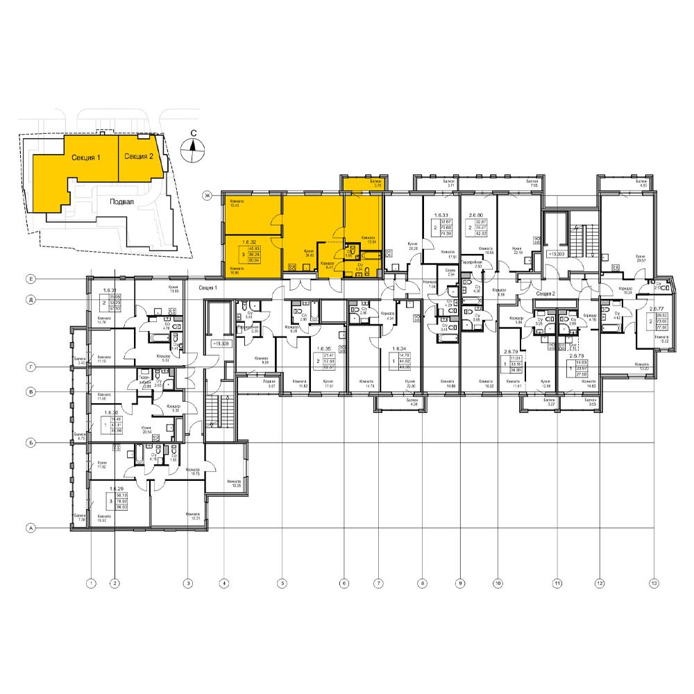 планировка трехкомнатной квартиры в ЖК Wellamo №32