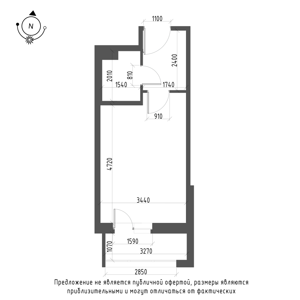 планировка квартиры студии в ЖК Wellamo №82